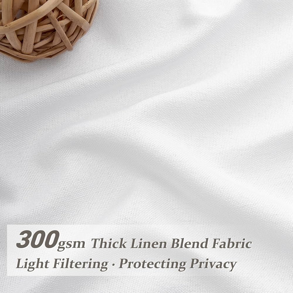 Amazon.com: 108 Inch White Linen Semi Sheer Curtains for